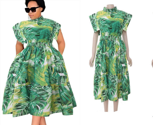 Green Tropical dress