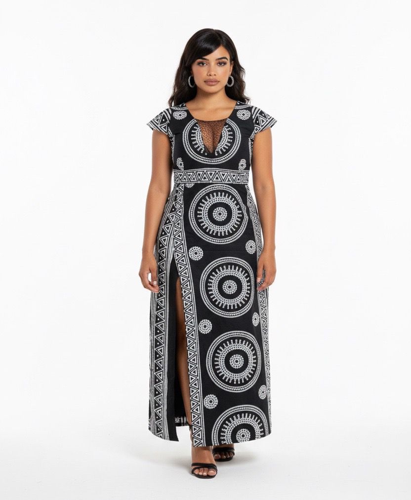 strong material side slit dress