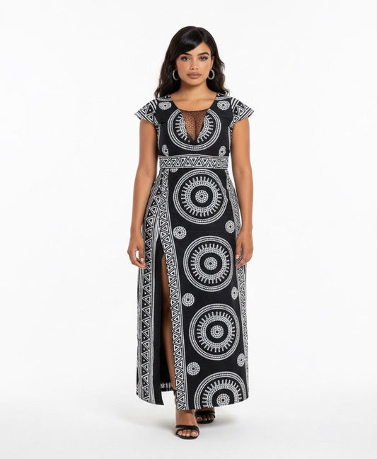 strong material side slit dress