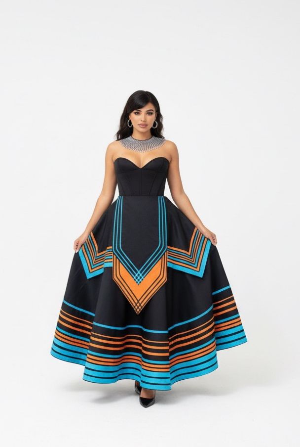 Black traditional maxi dress