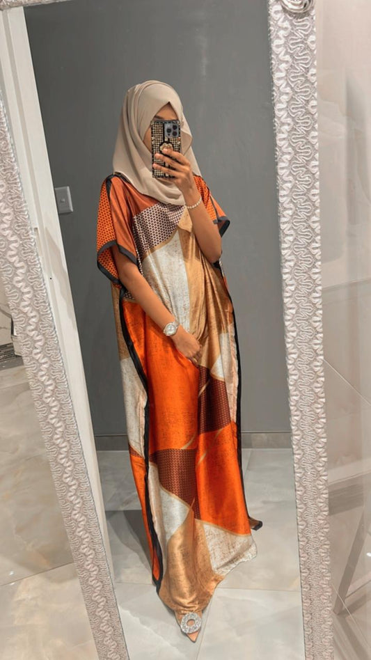 orange black beige kaftan