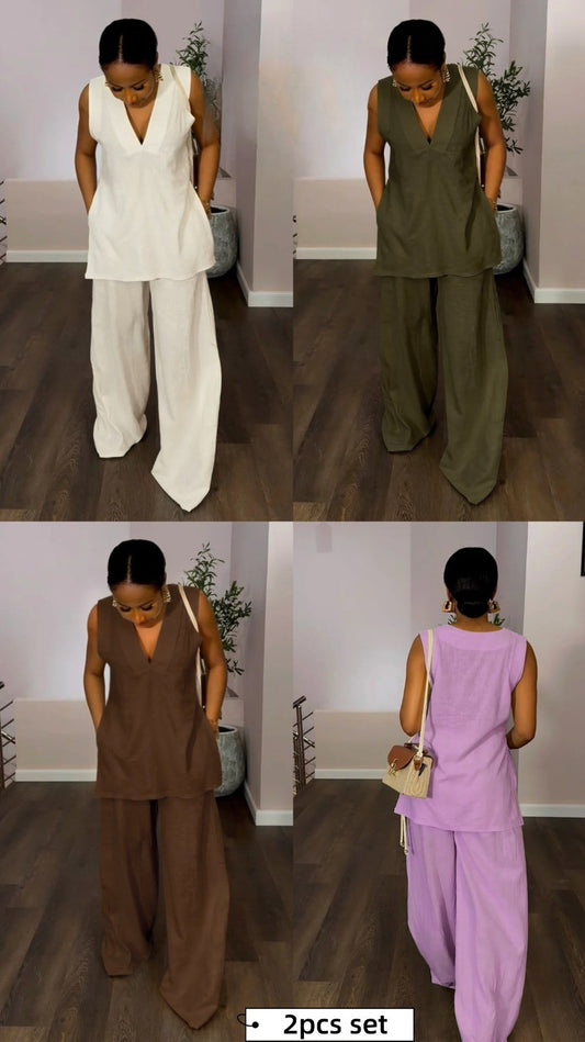 relaxed v neck two piece