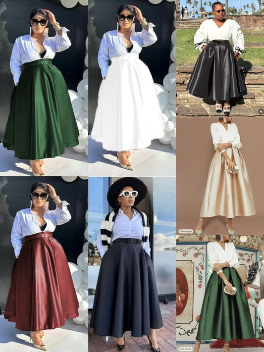 satin flare skirt
