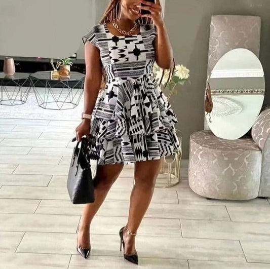 monochrome midi dress