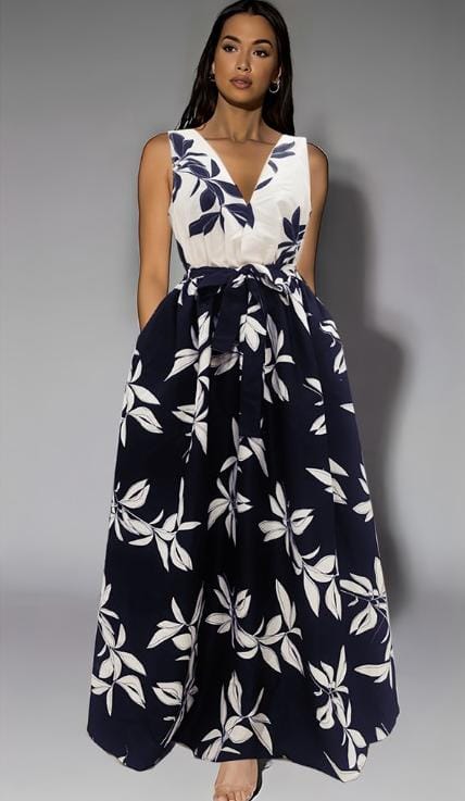 Navy Leaf Dress