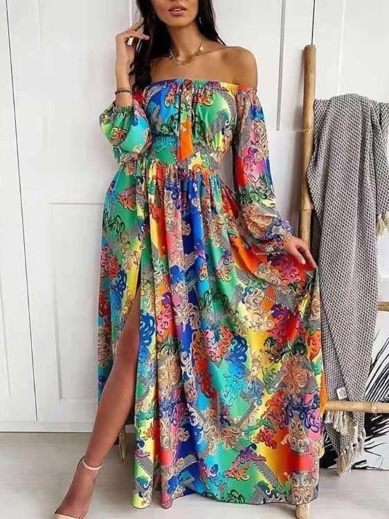 Elasticated top flowy dress