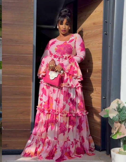 floral long sleeves dress