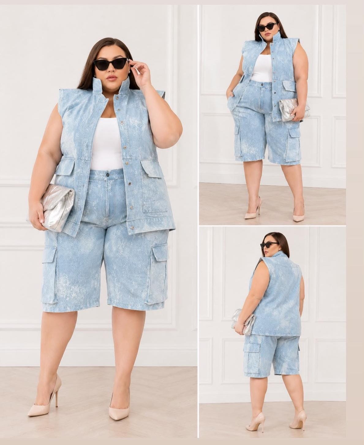 Short denim two piece set