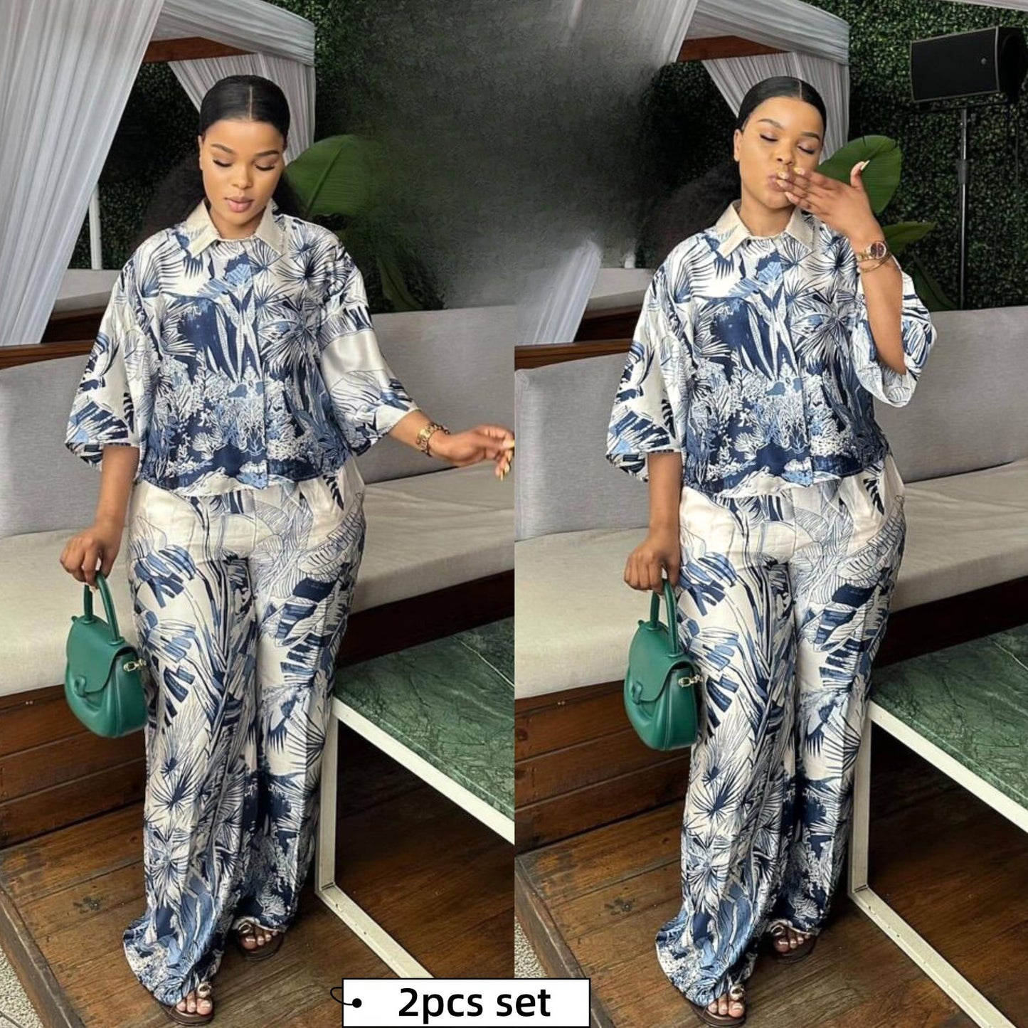 BLUE LEAF TWO PIECE SET