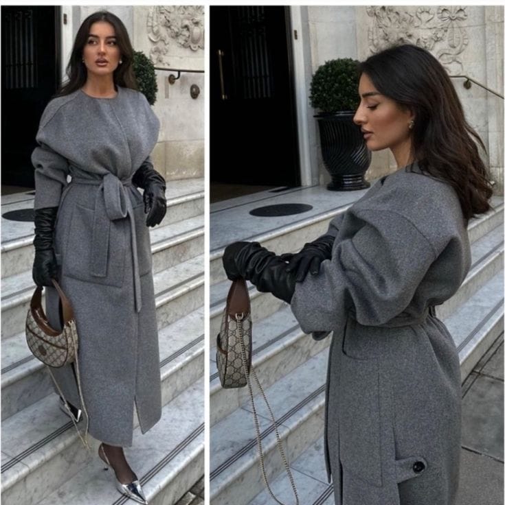 Long front pocket trench coat