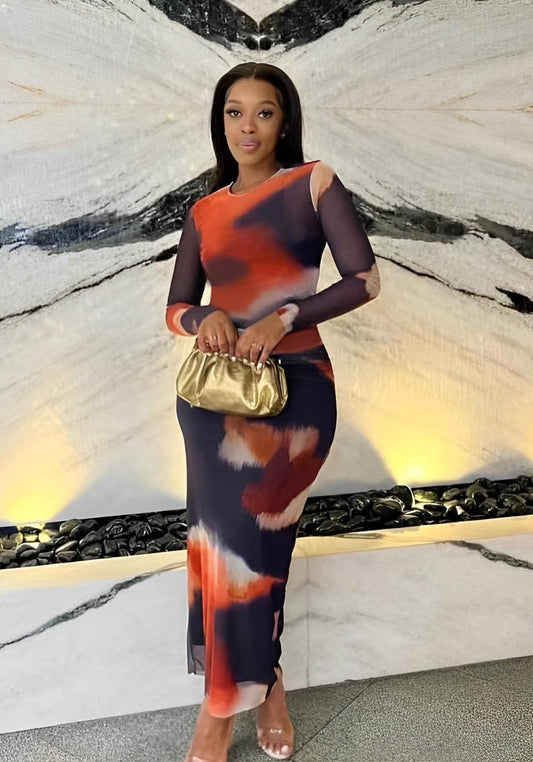 colorful long sleeves dress