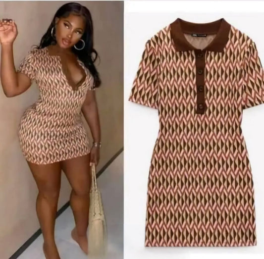 Brown Geo Dress