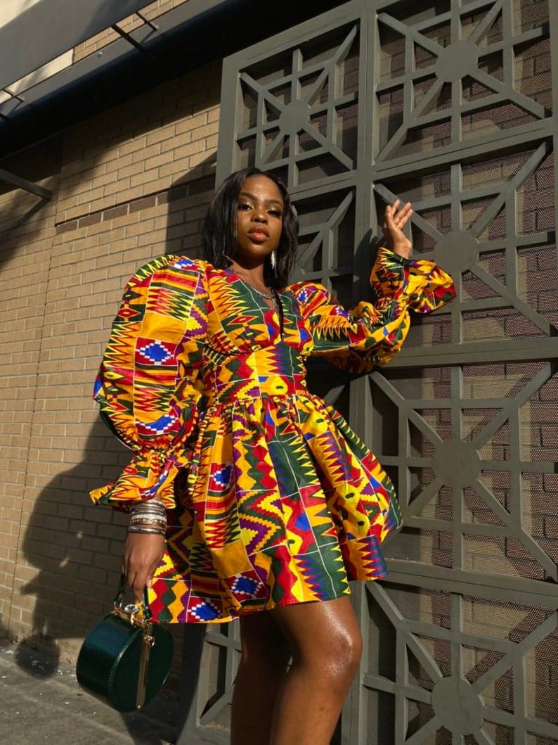 Balloon African print dress