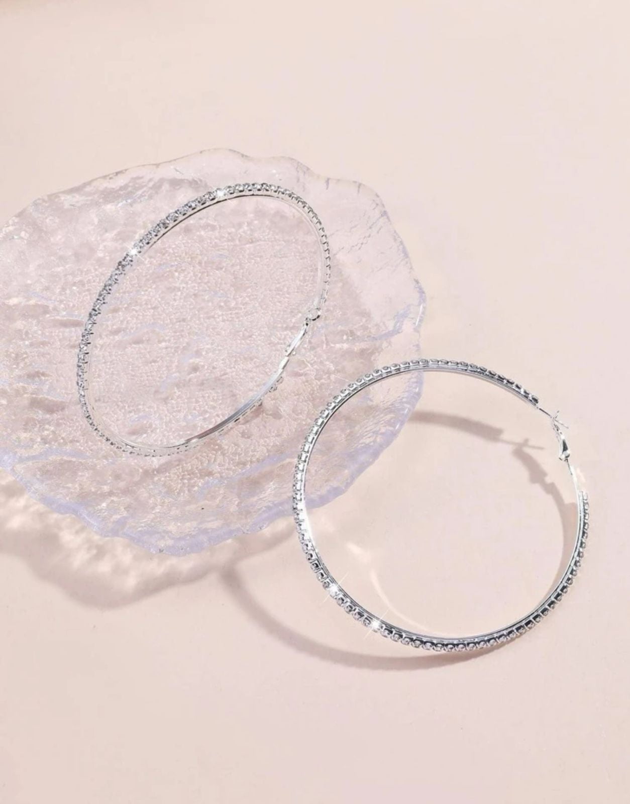 Rhinestone Decor Hoop Earrings