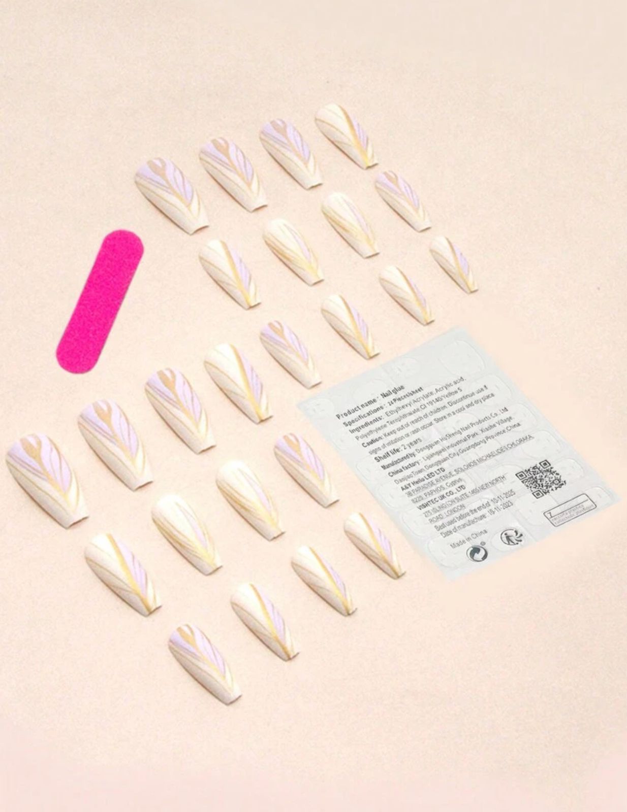 24pcs coffin stripe line art nails