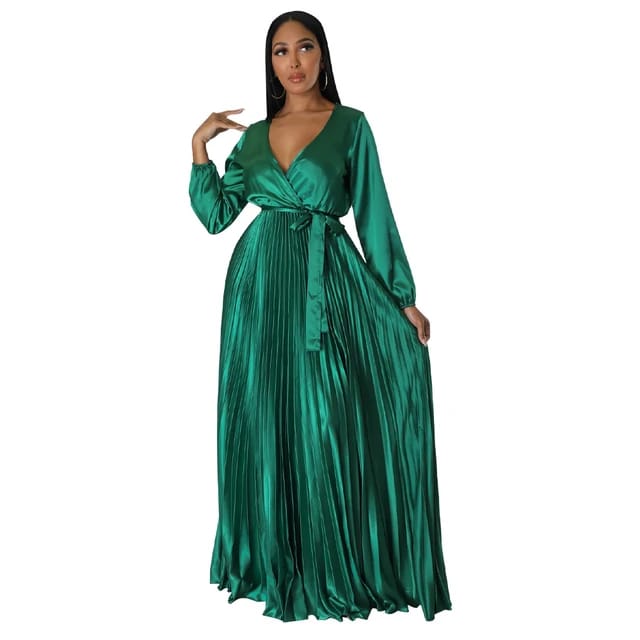 Satin pleated dress