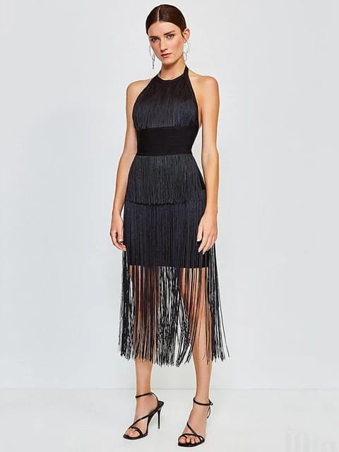 Sleeveless tassel dress