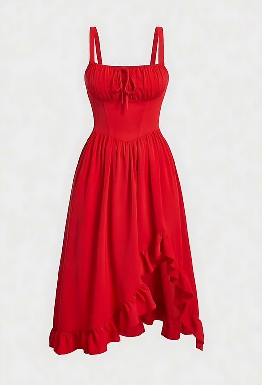 Red flowy summer dress