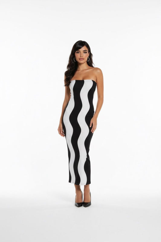 Wave body maxi dress