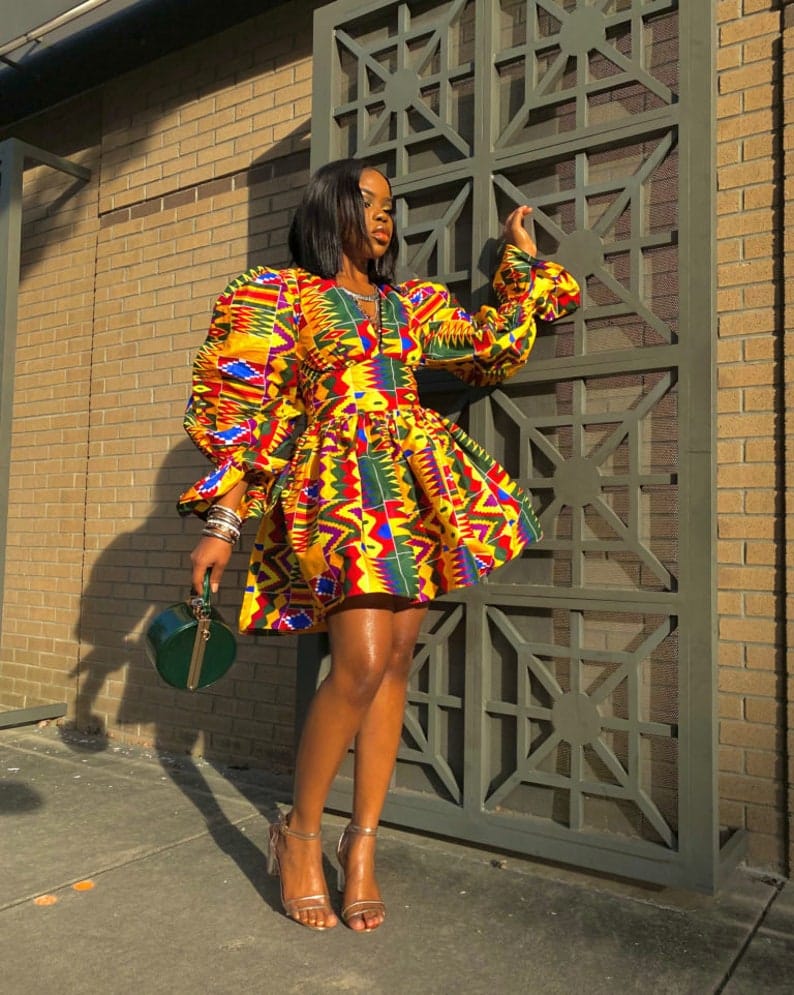 Balloon African print dress