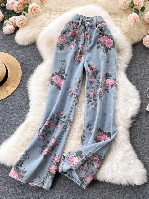 Pink Floral mom jean