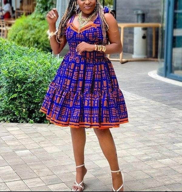 Blue & Orange shade chiq style dress