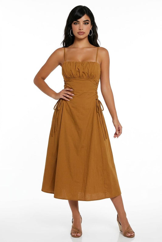 Strap ruched top dress