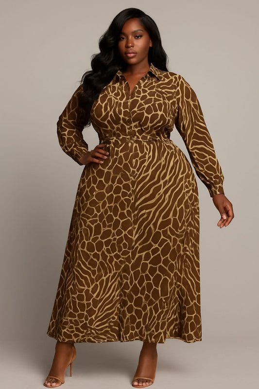 long sleeves full closure button dress