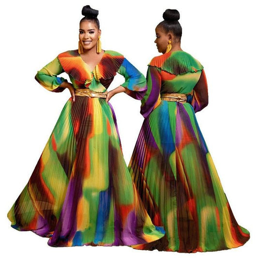 Rainbow pleated dress