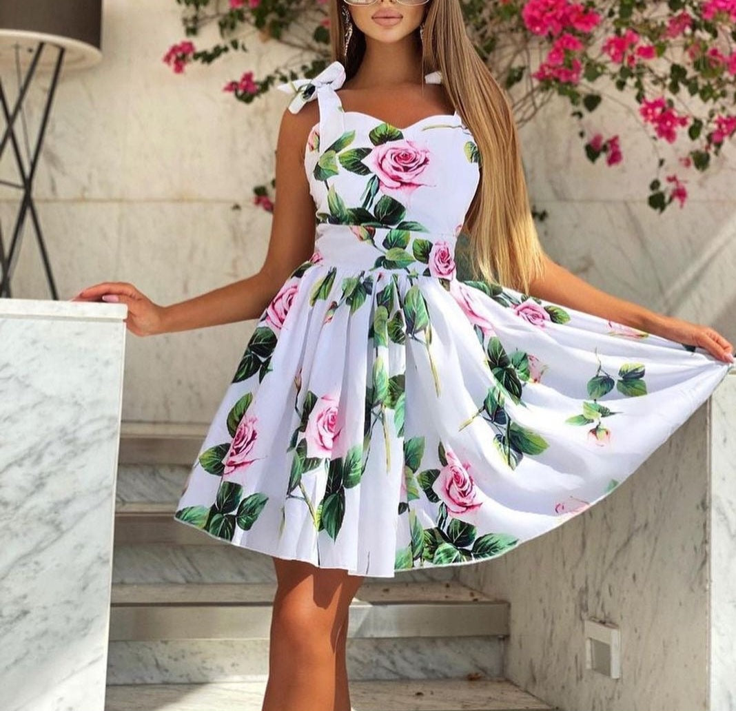 Green floral Layered Dress