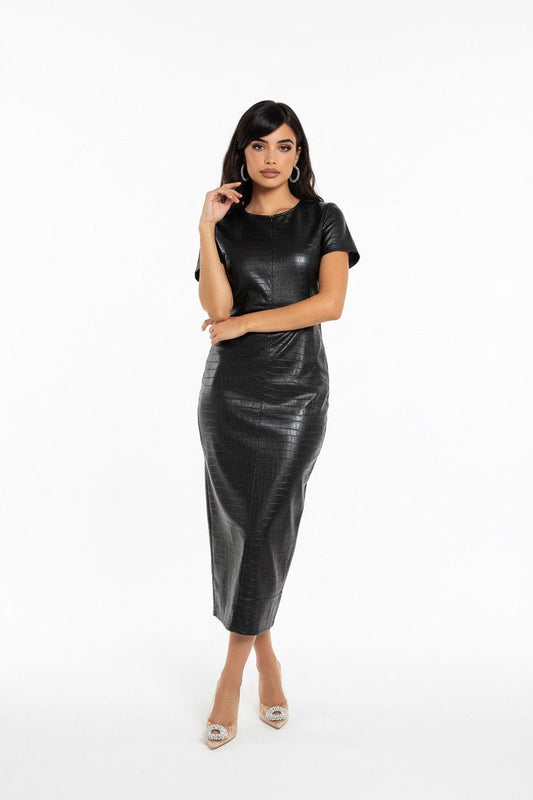 PU Leather croc finish dress