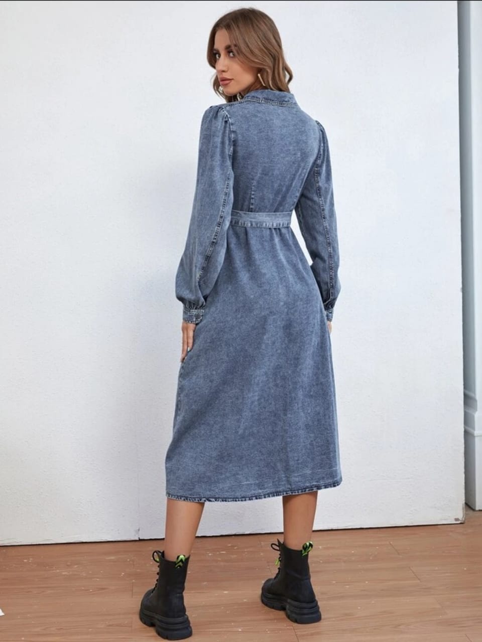 Button down denim dress