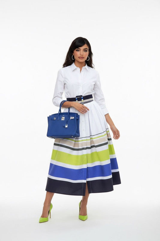 white striped shirt dress