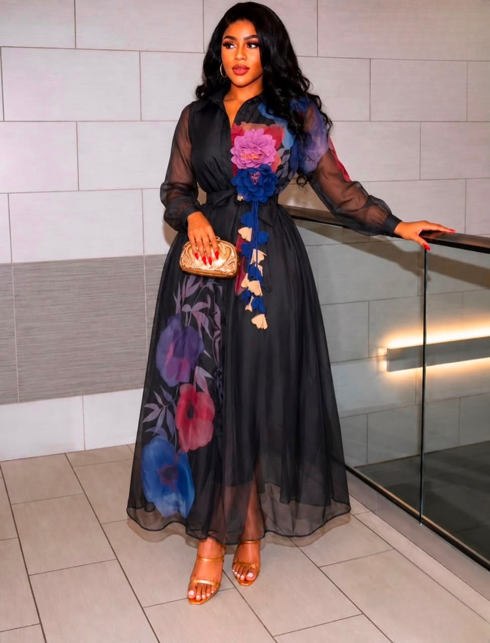 FLORAL LONG SLEEVES DRESS