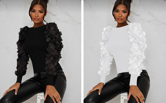 stretchy material floral side blouse