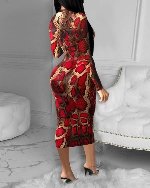 Snake print bodycon dress