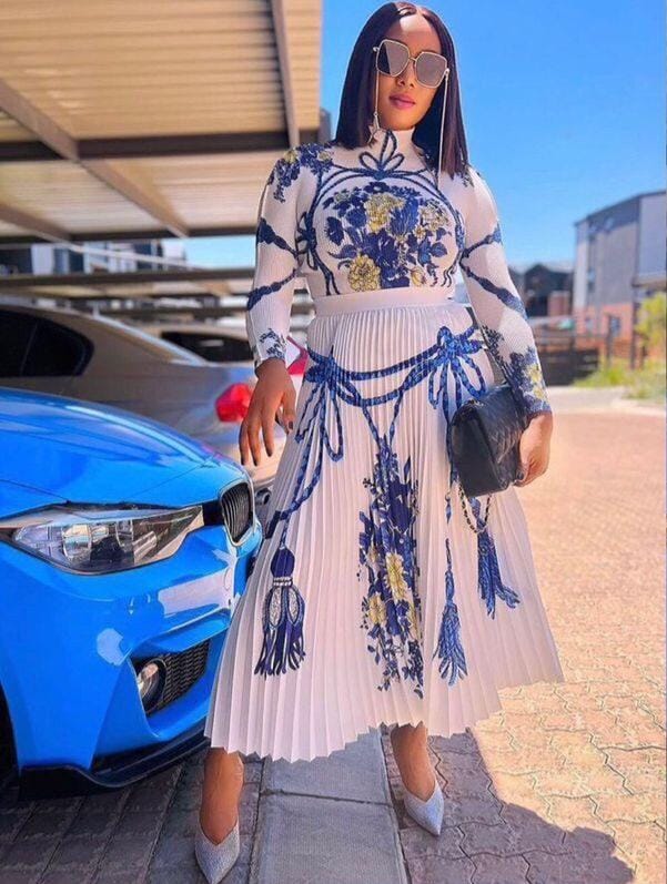 Floral pleated  skirt set