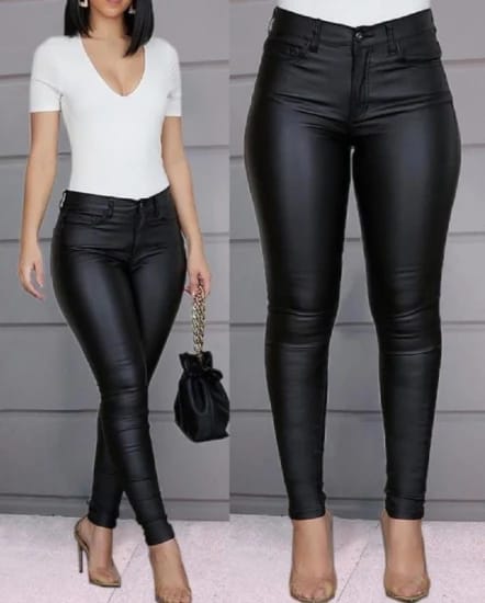 Wet look pants