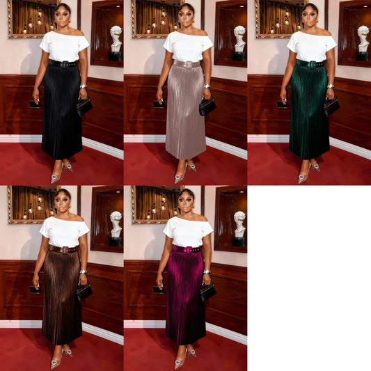 silk pleated skirt