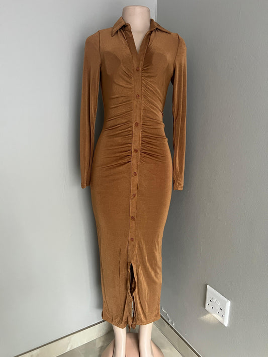 button down satin dress