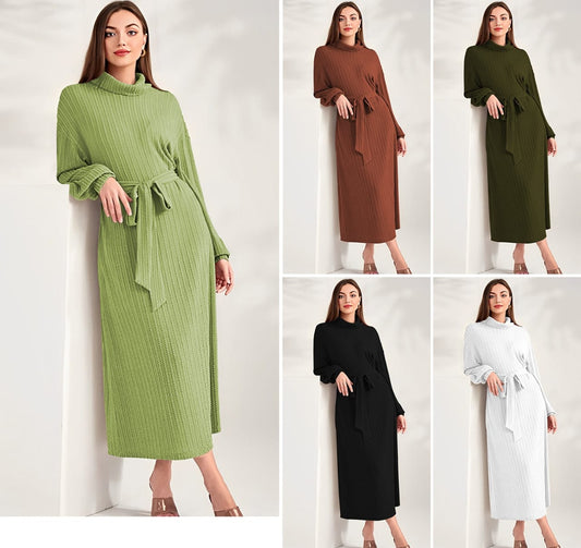 Belted jersey dress