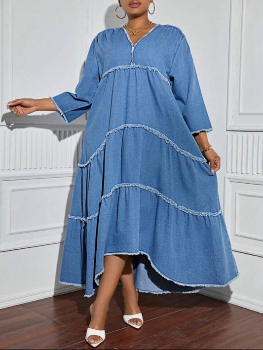 denim flowy tier dress