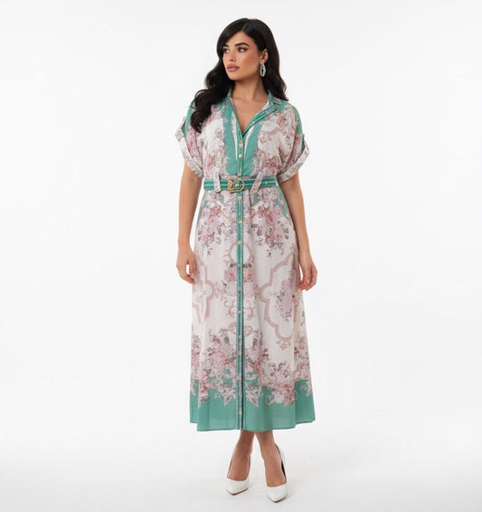 printed summer floral button down dress