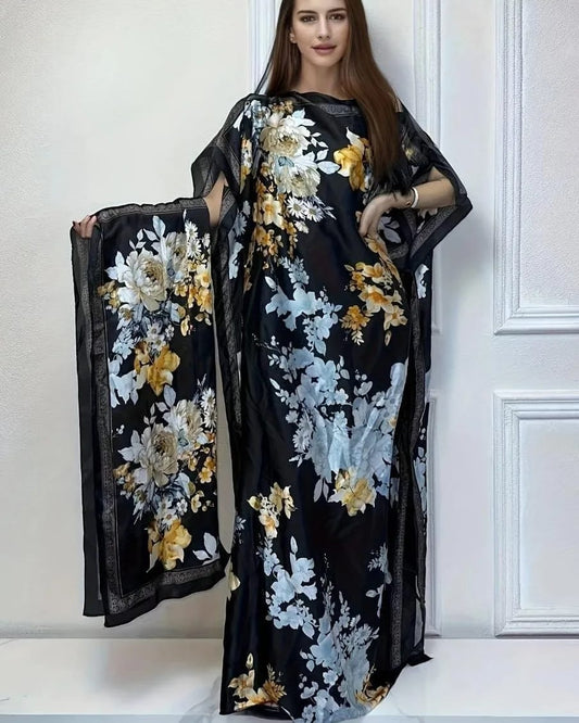 Black floral kaftan