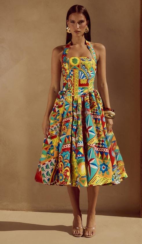 African print strap dress