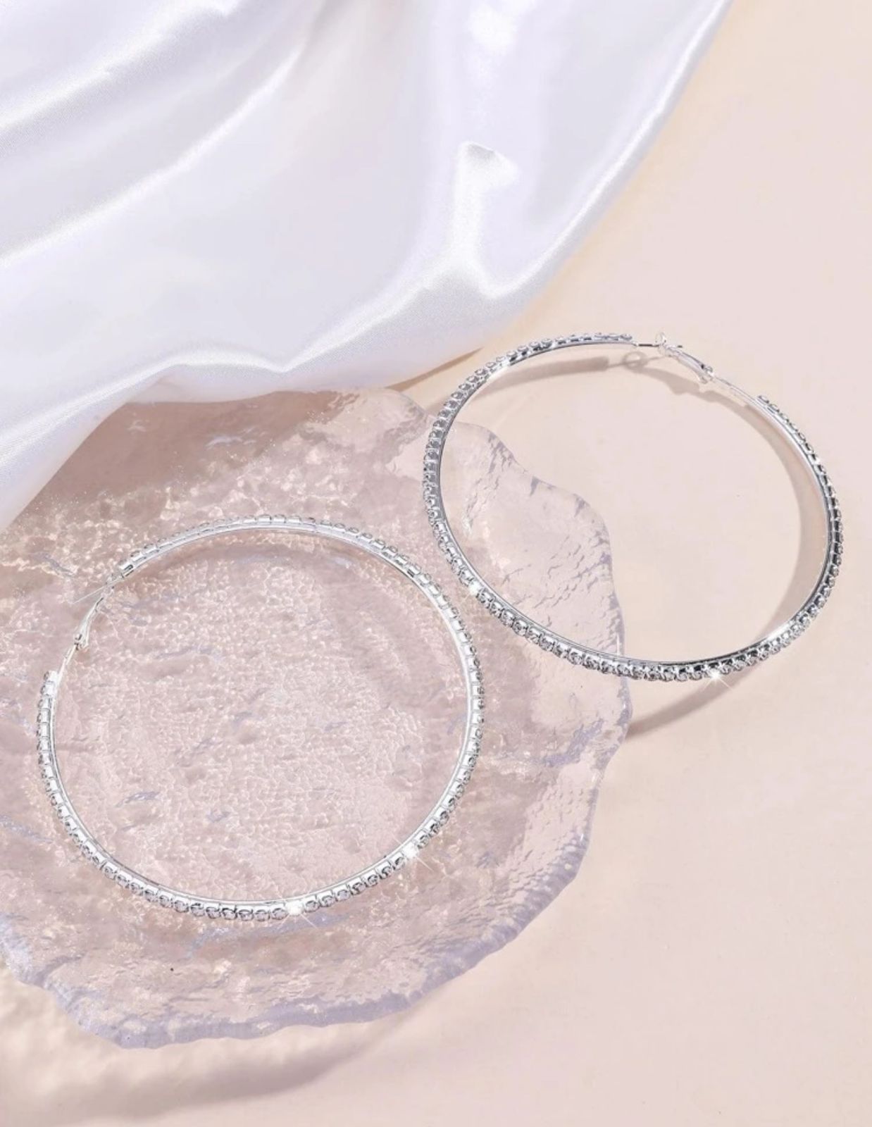 Rhinestone Decor Hoop Earrings