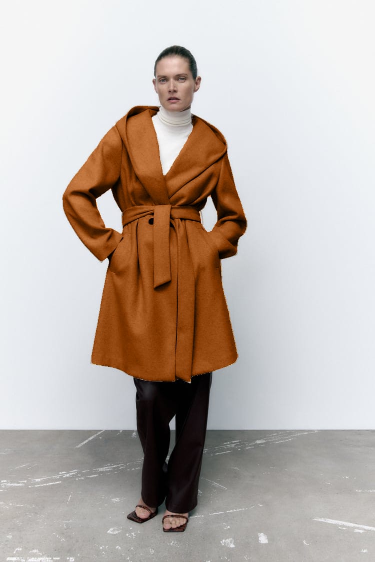 Tie belted woman coat