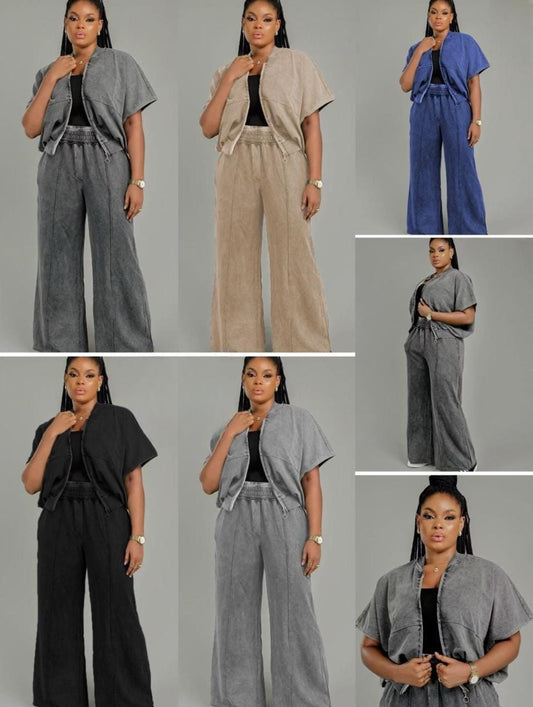 flare pants two piece set