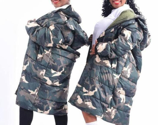 SM longer Camo puffy jacket