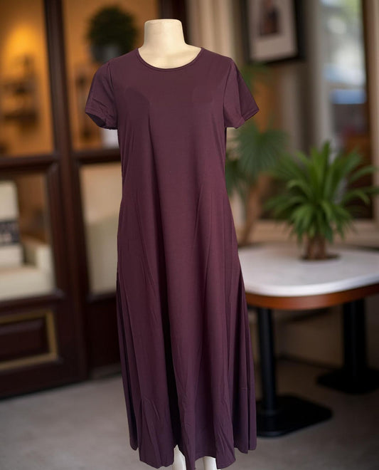 open strong material plain dress
